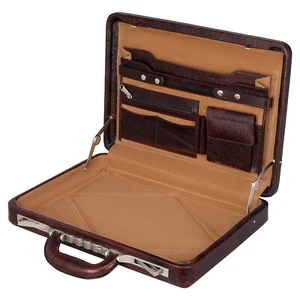L V Leather Briefcase For Men Office Attache Case Hard Document Briefcase Bag - Picture 1 of 35
