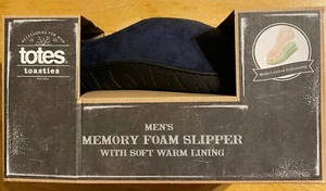 Totes Men's Memory Foam Navy Blue Slippers Size M (8-9) - Picture 1 of 2