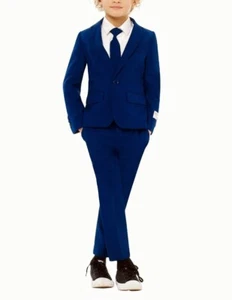 OppoSuits Boys Navy Royale Solid Color Suit Blazer, Pants and Tie, Size 6Y - Picture 1 of 18