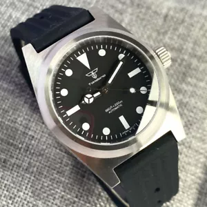 38mm Tandorio Black Dial Sapphire Glass NH35A PT5000 Automatic Diving Mens Watch - Picture 1 of 11