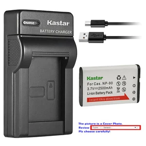 Kastar Battery Slim USB Charger for Casio NP-90 NP90 NP-90DBA Exilim EX-H20GSR - Picture 1 of 11