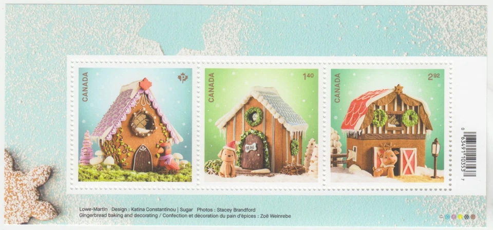 Canada -  #3466 Gingerbread Houses, 2024 Christmas Souvenir Sheet - MNH - Image 1 of 1