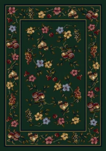 Milliken Green Transitional Casual Petals Pears Area Rug Floral Lorelei Emerald - Picture 1 of 9