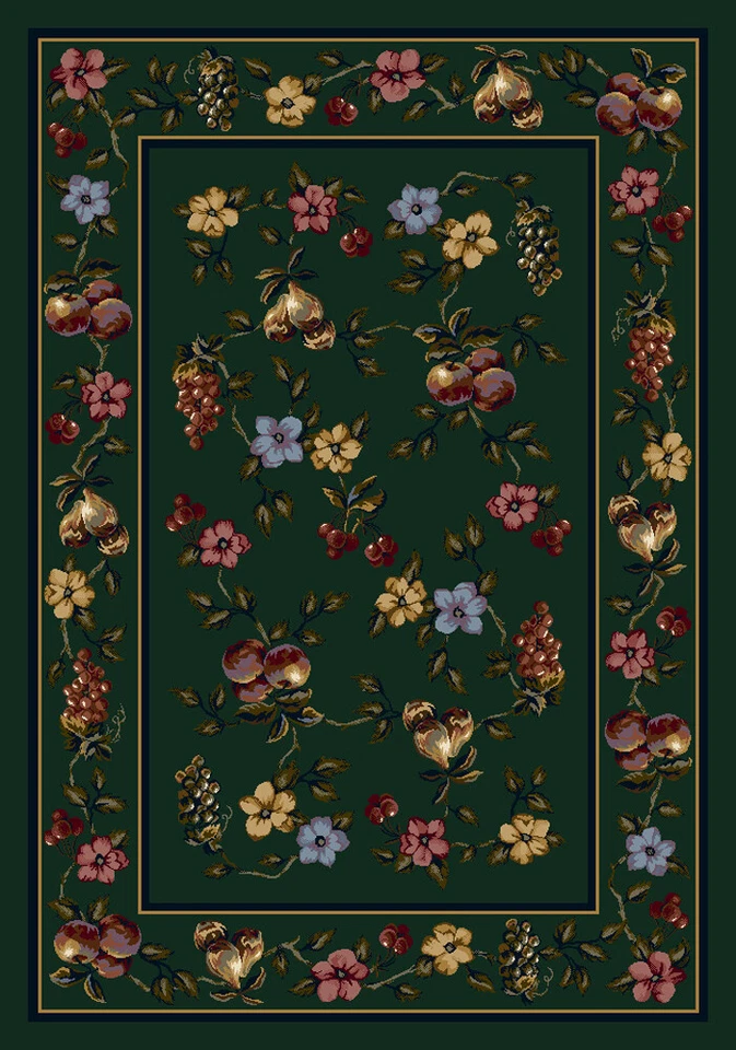 Milliken Green Transitional Casual Petals Pears Area Rug Floral Lorelei Emerald - Image 1 of 1