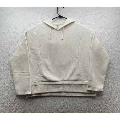 OFF WHITE Felpa con cappuccio Fabletics donna piccola crema bianca vestibilità sciolta Athleisure Yoga