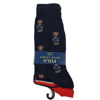 POLO RALPH LAUREN 2 Pares BANDERA DE EE. UU. OSO RAYAS Mezcla de Algodón Calcetines de Vestido 10-13 Nuevos con Etiquetas Foto 1 de 2