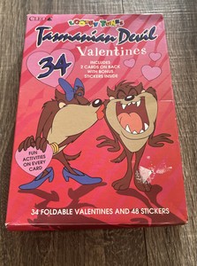 Looney Tunes Tasmanian Devil Taz Valentine Cards 34 Vintage 1996 SEALED