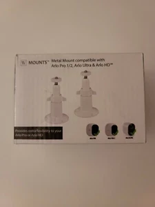 2 pc WASSERSTEIN SMART SECURITY METAL WALL MOUNTS WHITE FOR ARLO 1/2, ULTRA, HD - Picture 1 of 3
