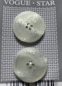 Vogue Star 22mm carded buttons x2 4 tiny holes white silver glitter shimmer - Picture 1 of 1