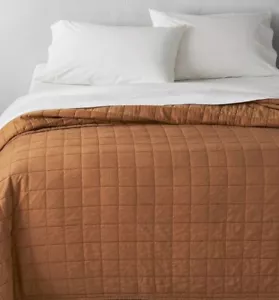 Full/queen Heavyweight Linen Blend Quilt Warm Brown - Casaluna - Picture 1 of 2