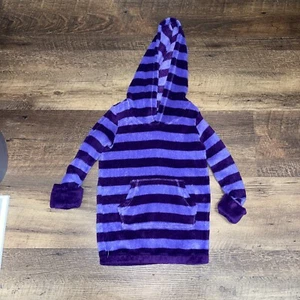 GAP KIDS HOODED FLEECE Purple STRIPED 6 Girls Pullover - Picture 1 of 4