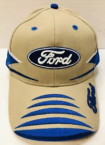 Ford Label Embroidered Logo Tan Trucker Hat Cap Officially Licensed New - Picture 1 of 6