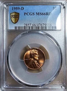 Lincoln 1st Memorial 1c Cent Penny 1959-D PCGS MS66RD DDO Crack On Skull L Error - Picture 1 of 24