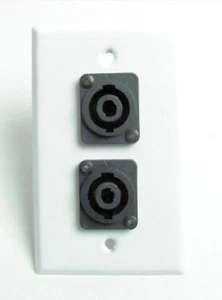 PROCRAFT SPU-2SPK-WH 1 Gang weiß Stahl Wandplatte geladen mit 2) Speakon Stil - Bild 1 von 1