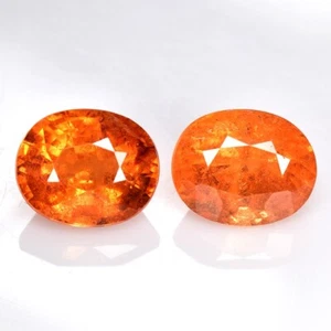 3.30 Ct & 7x6 mm _ NATURAL FANTA ORANGE SPESSARTINE GARNET OVAL 2Pc's GEMSTONES - Picture 1 of 12