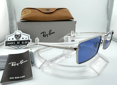 GAFAS DE SOL RAY-BAN EMY PLATEADAS CON RECTANGULARES AZULES RB3741 003/80 AUTÉNTICAS 59 MM NUEVAS Foto 1 de 4