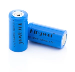 2x Kingwei Akku PBC geschützt 16340 CR123A RCR123A 1200 mAh 3,7V Lithium-Ionen - Picture 1 of 1