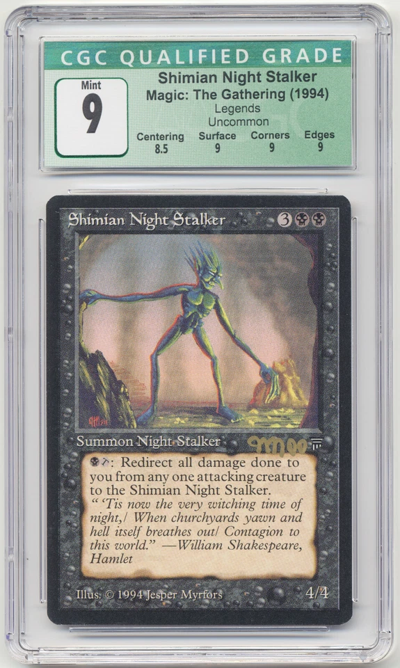 Graded Gold Signed Shimian Night Stalker CGC 9 Legends Artist Jesper Myrfors MTG - Image 1 of 2