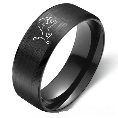 Detroit Lions Football Team Stainless Steel Men's Ring Band Gift Size 6-13 Cover