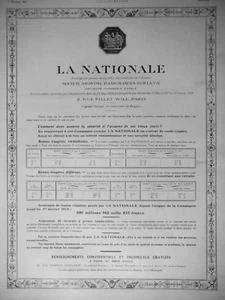 PUBLICITÉ DE PRESSE 1914 LA NATIONALE SOCIÉTÉ ANONYME D'ASSURANCE SUR LA VIE - Imagen 1 de 1