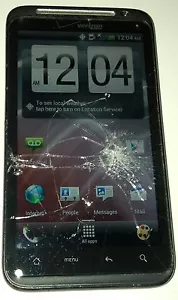HTC ThunderBolt - Negro (Verizon) Smartphone pantalla de cristal agrietado no responde - Imagen 1 de 7