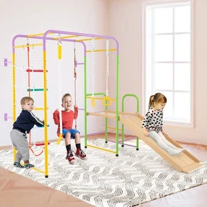 Metal Indoor Jungle Gym 8-in-1 Climbing Playset-Colorful - Picture 1 of 8