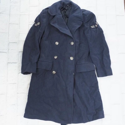 USAF Air Force Guisante Azul Lana Abrigo Gabardina Militar 37R W/ Parches - Imagen 1 de 4
