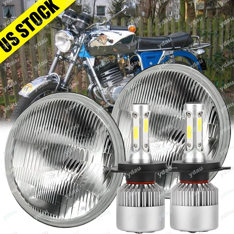 Carcasa de faro redondo + bombillas para motocicleta SS175 1974-1978 7" pulgadas Foto 1 de 4