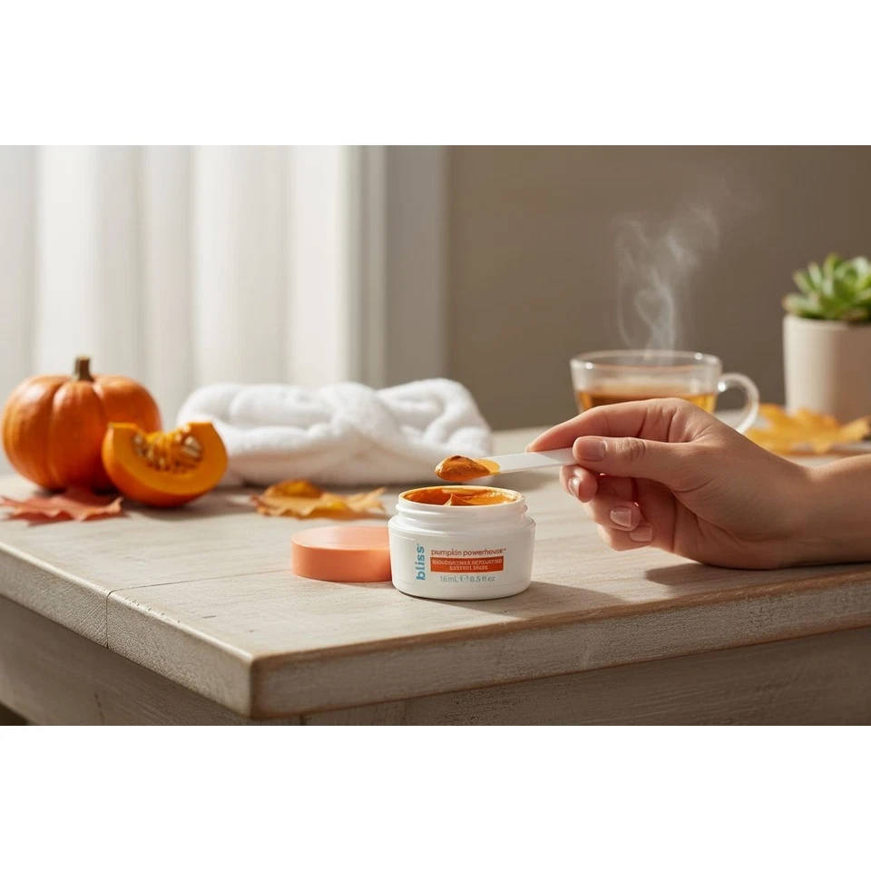 Bliss Pumpkin Powerhouse Resurfacing Exfoliating Enzyme Mask 15ml 0.5 fl oz New - Image 1 of 4