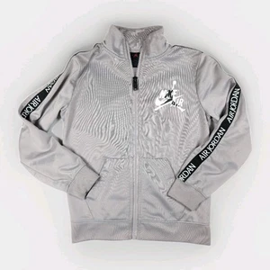 Nike Air Jordan Track Jacket Youth L Boys 6-7Yrs Gray Full Zip Logo Stripe - Picture 1 of 8