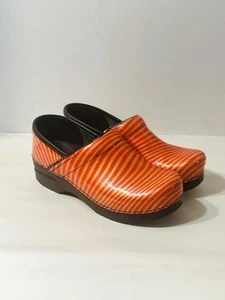 Dansko Two Tone Orange Striped Mules Size 38 *read* - Picture 1 of 8