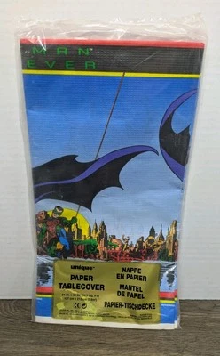 Batman Forever DC único mantel de plástico 54” X 84” 1996 cumpleaños vintage NUEVO Foto 1 de 4