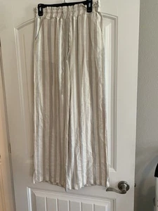 Love Tree Linen Pants Womens Medium ivory striped pastel NWT - Picture 1 of 8