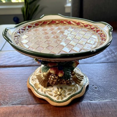 Fitz & Floyd Classics Pedestal Cake Stand Dessert Plate Pillar Holder Christmas - Image 1 of 4