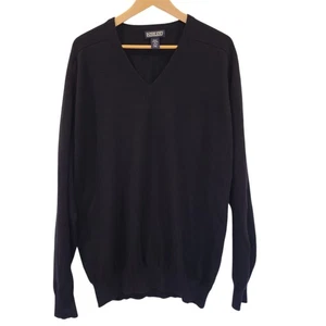 Lands' End Cashmere Sweater Mens XL Black V-Neck Quiet Luxury Comfort Classic - Picture 1 of 4