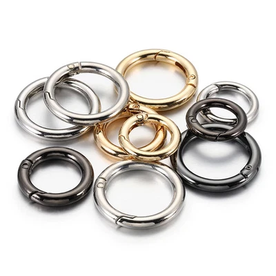 5pc Metal O Ring Clasps Connectors Spring Closure DIY Jewelry Making Findings - Image 1 of 4