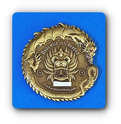 Geocoin Chinese Dragon Hunt with this Dragon Ant. Gold Unactivated - Image 1 of 2