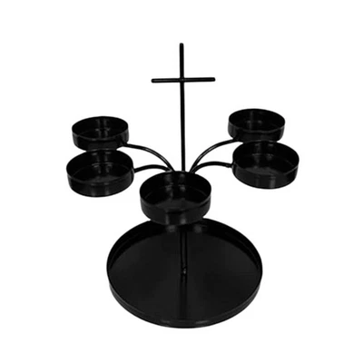  Black Candle Holder Tealight Cemetery Lantern Stand Ancestor Worship - Image 1 of 4