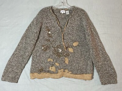 Suéter para mujer Together talla L beige tejido mezcla apliques y cuentas cuello en V Foto 1 de 4