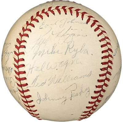 Ted Williams 1946 Boston Red Sox AL Champs Team Signed Baseball PSA DNA COA - Image 1 of 4