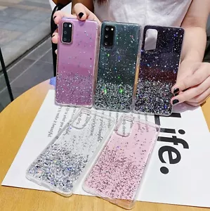 Star Glitter Silicone Case For Samsung Galaxy Soft Epoxy TPU Clear Back Cover - Picture 1 of 17