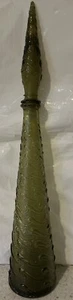 Vintage Empoli Genie Glass Bottle Decanter 15” Green Wave Italy With Stopper. - Picture 1 of 8