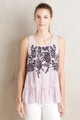 Nuevo con etiquetas Floreat Roselle Bordado Floral Tanque Grande Lavanda Púrpura Anthropologie Foto 1 de 4