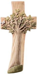 NEW HAND CARVED WOODEN CHRISTIAN TREE OF LIFE CROSS CRUCIFIX SCULPTURE VAR SIZES