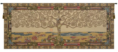 Golden Serenity: A Contemporary Italian   Tapestry of Klimt's Tree of Life - Image 1 of 4