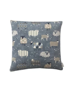 Baa Baa Sheep country animals Denim Blue Hand made cushion cover gift ideas - Picture 1 of 1