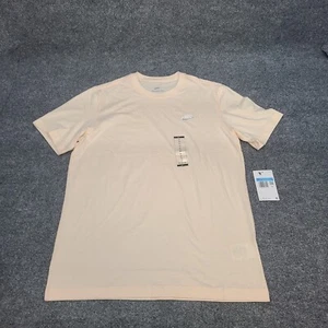 Nike Shirt Mens Medium Peach Pink White Spell Out Embroidered Cotton New Tee 22 - Picture 1 of 10