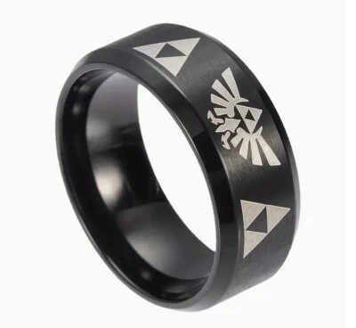 The Legend of Zelda Triforce Triangle Rings Black Metal Band Jewelry - Size 6–12 - Image 1 of 3