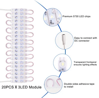 10ft~160ft 3LED 5730 Storefront Window Module Light Super Bright Strip Lamp 12V - Image 1 of 4