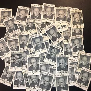 Postage Stamps For Crafting: 1965 5c Winston Churchill; Black; 50 Pieces - Picture 1 of 1